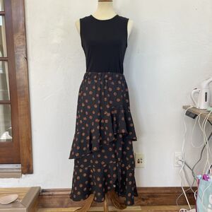 Dokotoo Women’s A-Line Black and Orange Moon Dress Size L